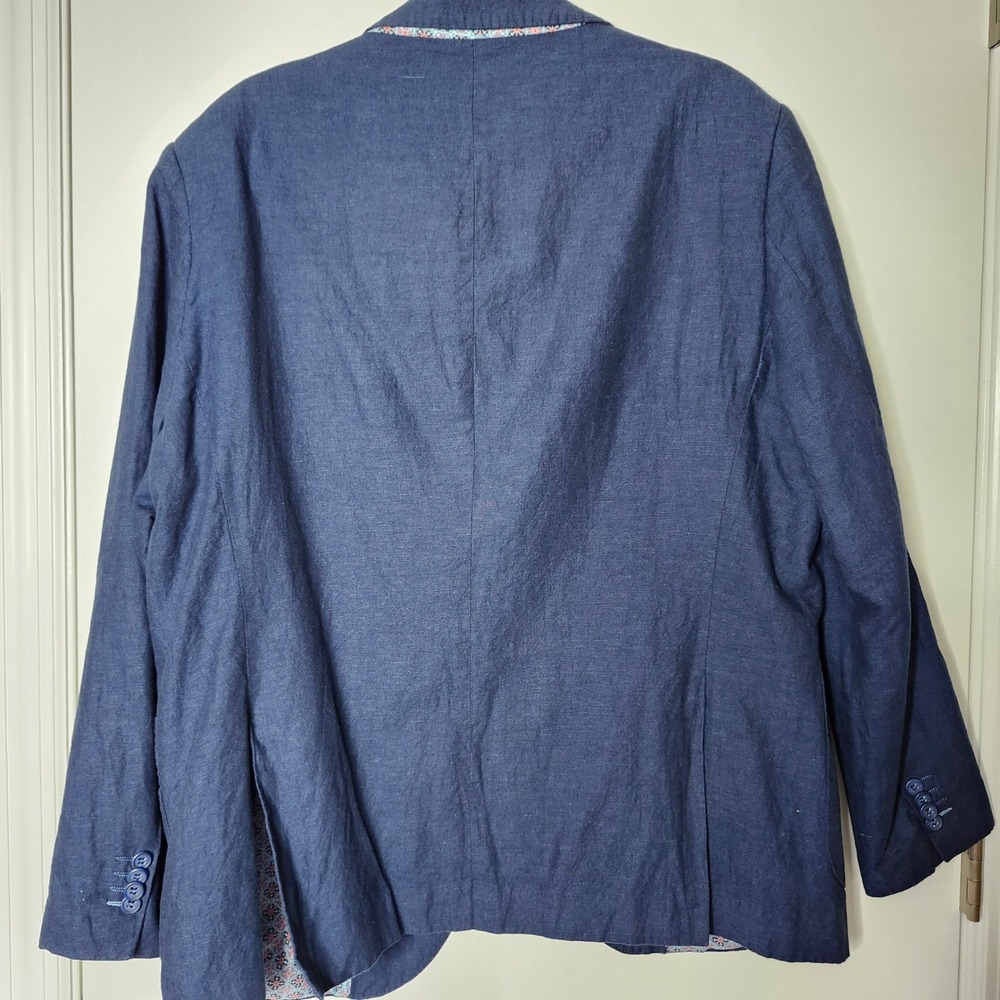 Tailorbyrd Collection Mens Navy Blue Cotton Linen Blend Blazer Sport Coat 44R - Picture 5 of 11